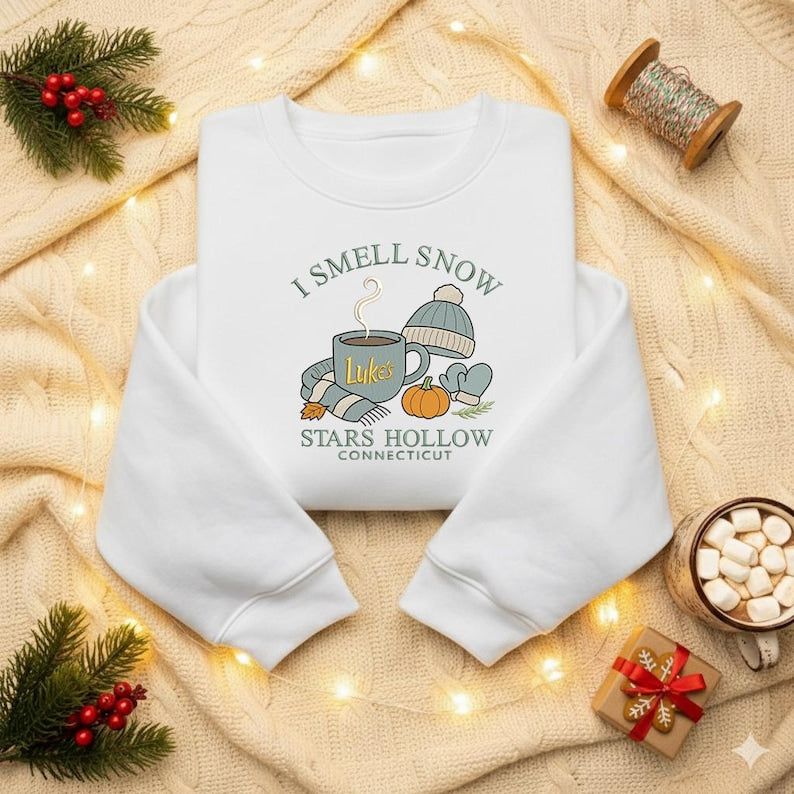 Embroidered I Smell Snow Hoodie Gilmore Girls Embroidered Sweatshirt Christmas Gift Gilmore Girl Sweater Christmas Hoodie Winter Sweatshirt 1763453463533.jpg