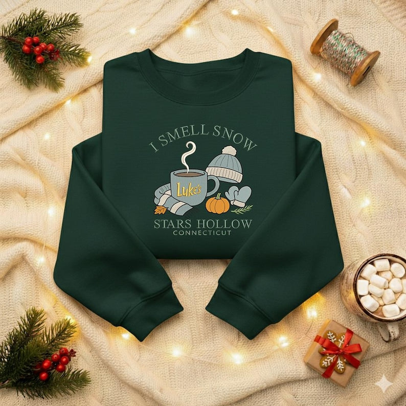Embroidered I Smell Snow Hoodie Gilmore Girls Embroidered Sweatshirt Christmas Gift Gilmore Girl Sweater Christmas Hoodie Winter Sweatshirt 1763453508806.jpg