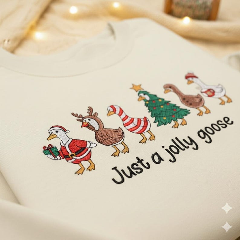 Embroidered Just A Jolly Goose Sweatshirt Christmas Goose Hoodie Duck Christmas Sweater Funny Christmas Sweatshirt Cute Holiday Hoodie 1763456708660.jpg