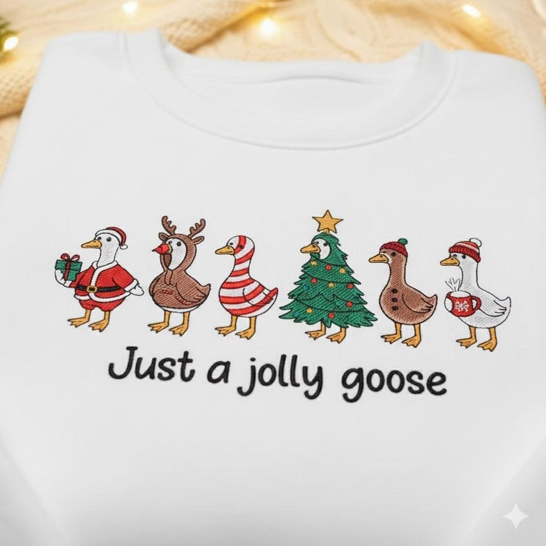 Embroidered Just A Jolly Goose Sweatshirt Christmas Goose Hoodie Duck Christmas Sweater Funny Christmas Sweatshirt Cute Holiday Hoodie 1763456709163.jpg