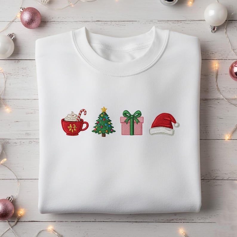 Embroidered Christmas Sweater Cute Holiday Icons Hoodie Hot Cocoa Tree Gift Santa Hat Embroidery Sweatshirt Festive Apparel 1763518174174.jpg