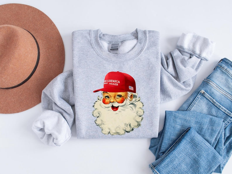 Maga Santa Sweatshirt Old School Santa Sweater Holiday Gift Trump Christmas Sweat Political Christmas Christmas Gift Trump Support 1763520341937.jpg