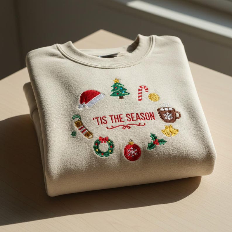 Embroidered Tis The Season Christmas Sweatshirt Cute Holiday Sweater Candy Cane Gingerbread Coffee Hoodie Cozy Winter Xmas Gift 1763522147000.jpg