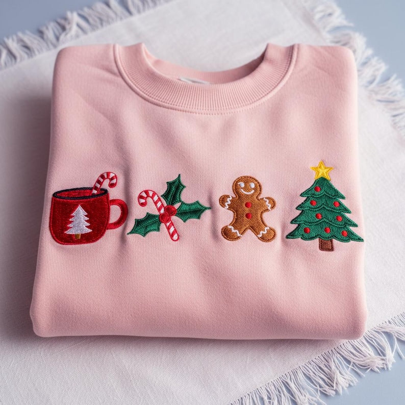 Christmas Embroidered Sweatshirt Gingerbread Candy Cane Tree Holiday Hoodie Cute Xmas Aesthetic Sweater Christmas Icons Hoodie 1763524148604.jpg
