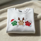 Christmas Paw Print Embroidered Sweatshirt Cute Pet Lover Holiday Hoodie Santa Hat Reindeer Paw Dog Mom Gift Cat Mom Xmas Crewneck 1763526367549.jpg