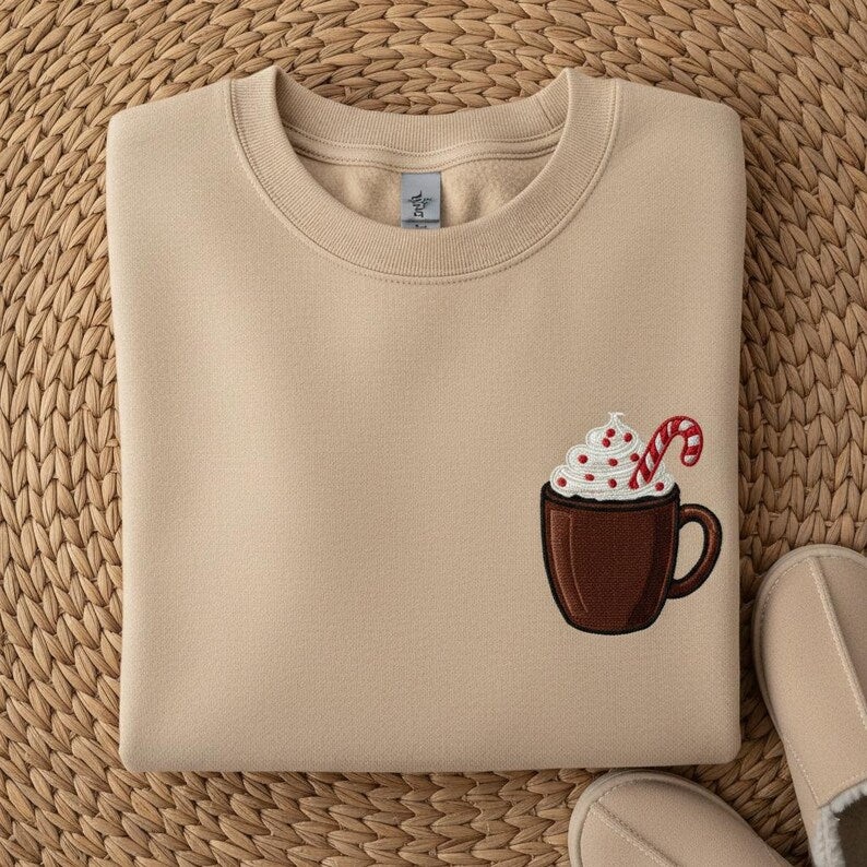 Embroidered Hot Cocoa Sweatshirt Candy Cane Winter Drink Hoodie Festive Christmas Treat Sweater Cozy Gift 1763527039260.jpg