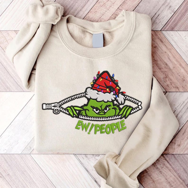 Ew People Greenmas Stitched Embroidery Shirt Funny Green Guy Christmas Movie Embroidery Christmas Side Bow Embroidery Sweatshirt 1763540371452.jpg