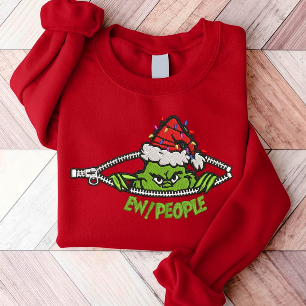 Ew People Greenmas Stitched Embroidery Shirt Funny Green Guy Christmas Movie Embroidery Christmas Side Bow Embroidery Sweatshirt 1763540372732.png