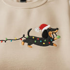 Embroidered Dachshund Christmas Sweatshirt With Santa Hat And Lights Design 1763540527502.jpg