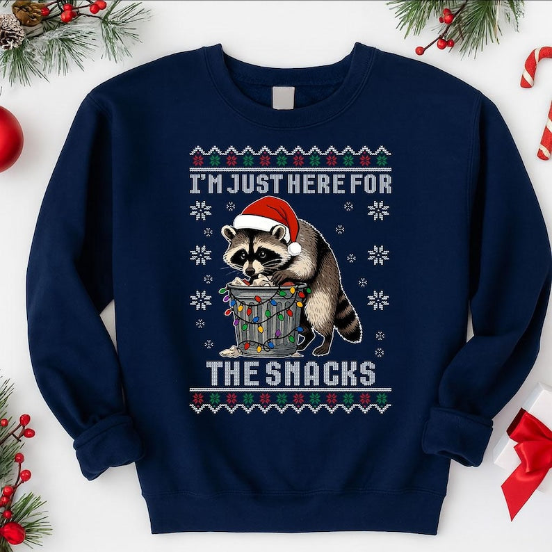 Funny Raccoon Christmas Sweatshirt Snack Lover Ugly Holiday Crewneck Sweater Cute Trash Panda Shirt For Men Women Funny Xmas Gift Idea 1763606180526.jpg