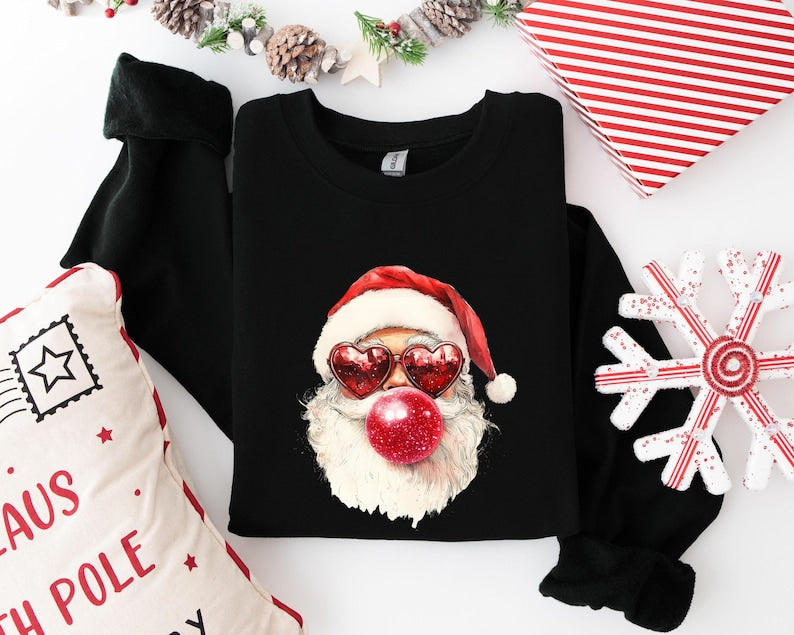 Santa Bubble Gum Christmas Tshirt Christmas Santa Sweatshirt Funny Christmas Gifts Xmas Bubble Gum Shirt Santa Claus Christmas Sweater 1763611655481.jpg