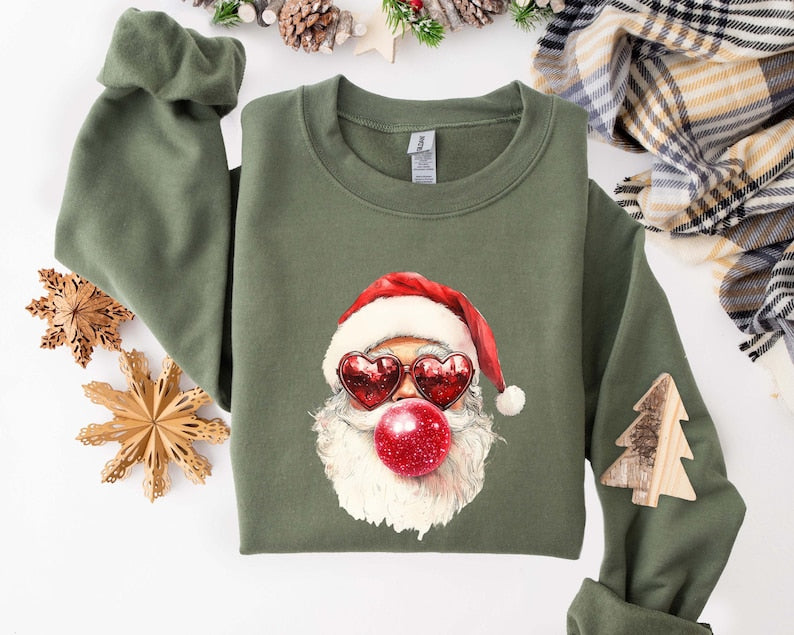 Santa Bubble Gum Christmas Tshirt Christmas Santa Sweatshirt Funny Christmas Gifts Xmas Bubble Gum Shirt Santa Claus Christmas Sweater 1763611656133.jpg