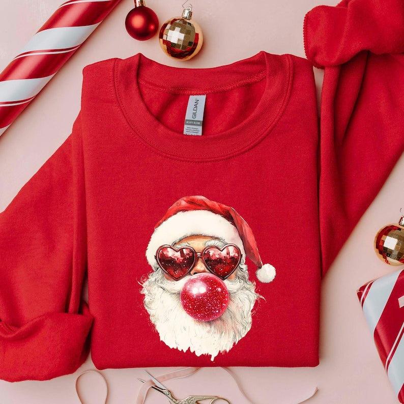 Santa Bubble Gum Christmas Tshirt Christmas Santa Sweatshirt Funny Christmas Gifts Xmas Bubble Gum Shirt Santa Claus Christmas Sweater 1763611656140.jpg
