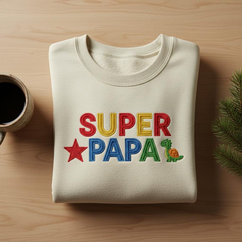 Embroidered Super Papa Sweatshirt Dino Father Crewneck Cute Dinosaur Dad Gift Grandfather Hoodie 1763612455628.jpg