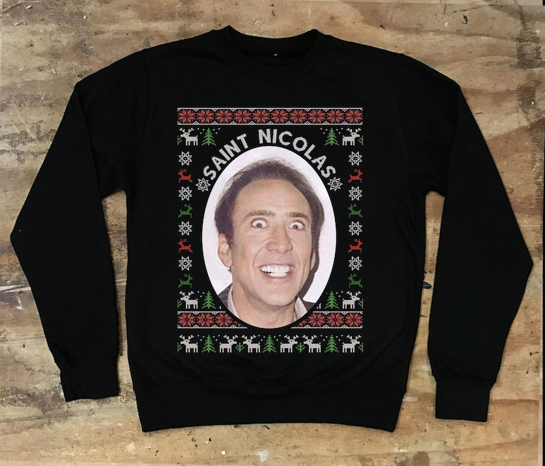 Nicholas Cage Christmas Sweater   Saint Nicolas  Funny Gift Santa Nick 1763613000385.jpg
