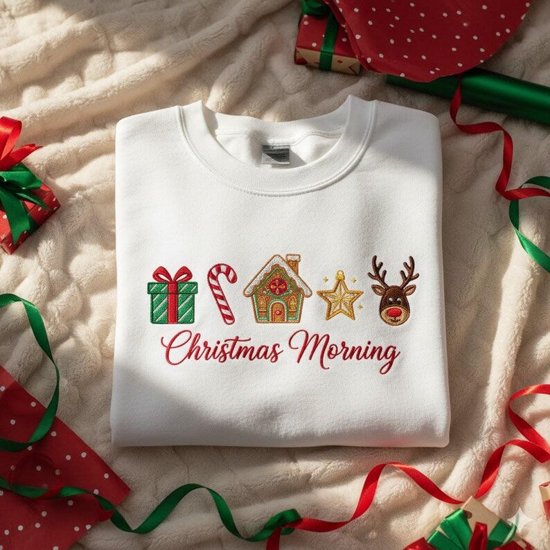 Christmas Morning Embroidered Sweatshirt Holiday Icon Hoodie Festive Home Crewneck Reindeer Sweater Cute Gingerbread House Gift 1763625068441.jpg