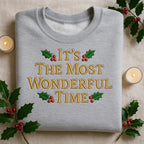 Holly Berry Embroidered Wonderful Time Sweatshirt Gold Christmas Hoodie Festive Holiday Winter Gift 1763625810117.jpg