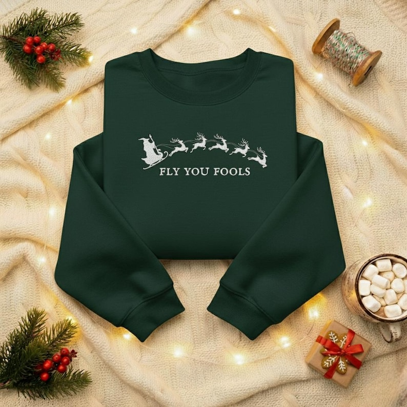 Embroidered Fly You Fools Funny Christmas Lotr Hoodie Gandalf Reindeer Sweatshirt Holiday Funny Hoodie Gandalf Santa Fellowship Christmas 1763694439077.png