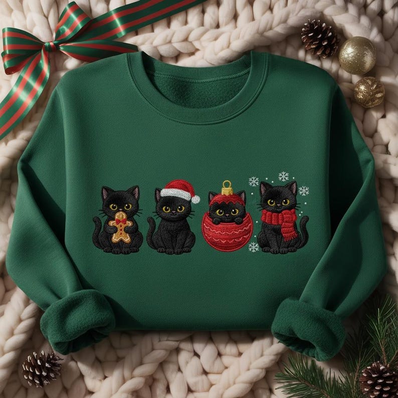 Embroidered Christmas Black Cats Sweatshirt Cute Holiday Cat Lover Sweater Festive Kitty Crewneck Funny Xmas Gift Cozy Winter Cat Hoodie 1763694867470.jpg