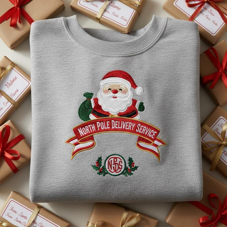 North Pole Delivery Service Embroidered Hoodie Cute Santa Claus Crewneck Festive Holiday Sweater Xmas Mail Carrier Gift 1763696428879.jpg