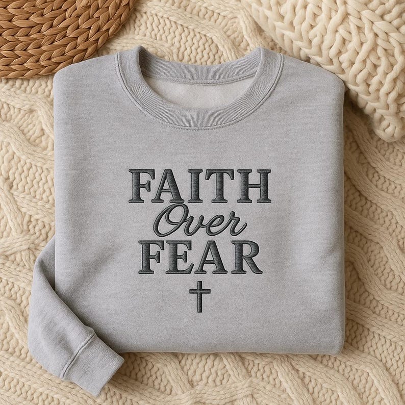 Faith Over Fear Embroidered Sweatshirt Christian Cross Hoodie Religious Gift Faith Sweater Jesus Hoodie Christian Apparel Bible Quote 1763717071065.jpg