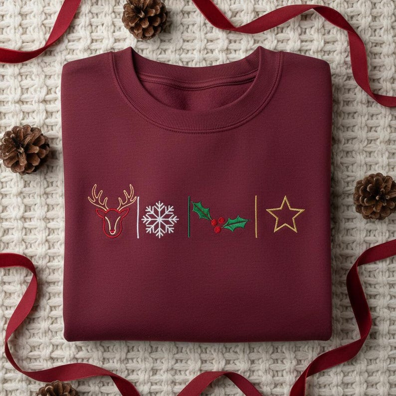 Embroidered Christmas Reindeer Sweatshirt Snowflake Holly Star Design Hoodie Holiday Sweater Festive Seasonal Apparel Xmas Gift 1763779232970.jpg