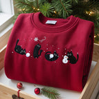 Embroidered Christmas Cat Sweatshirt Funny Holiday Crew Neck 1763780718327.jpg