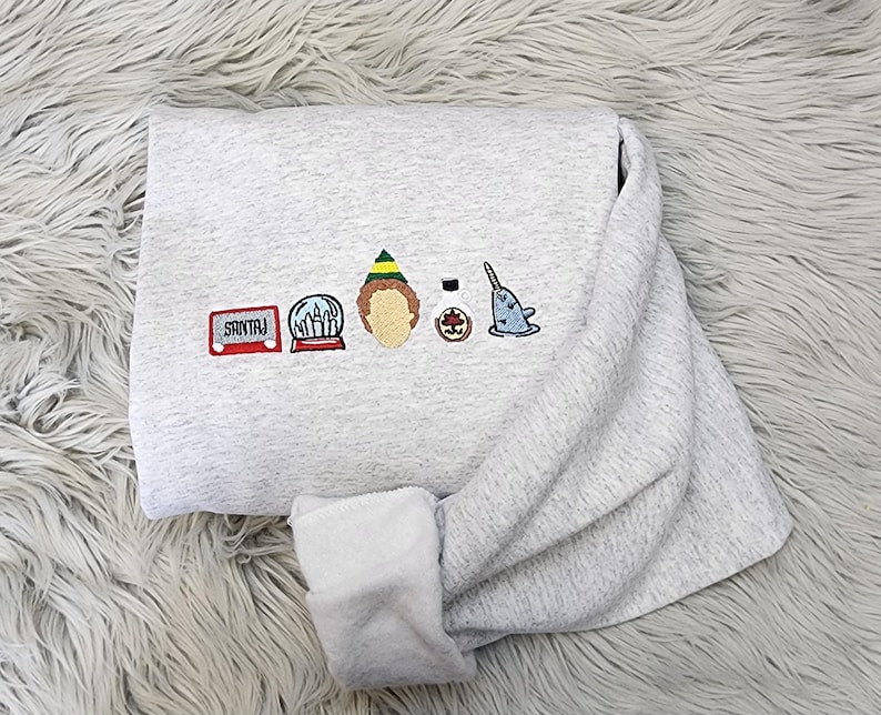 Christmas Elf Embroidered Crewneck Festive Holiday Sweatshirt 1763780970557.jpg