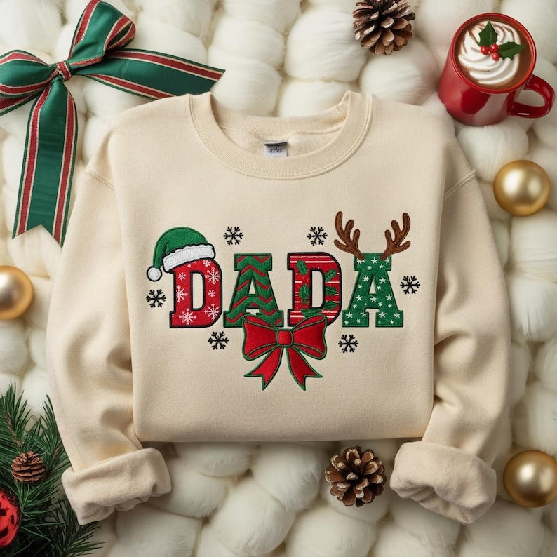 Embroidered Christmas Dada Sweatshirt Festive Dad Sweater Dada Claus Hoodie Gift For Dad Holiday Family Hoodie Mom Dad Xmas Matching 1763783341320.jpg