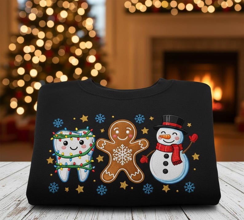 Cute Christmas Embroidered Sweatshirt Tooth Gingerbread Snowman Holiday Sweater Winter Gift Festive Kawaii Cozy Hoodie 1763949853803.jpg