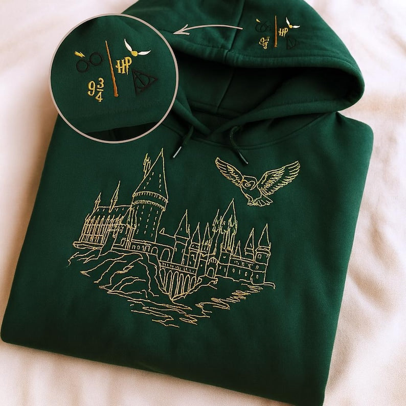 Wizard Castle Owl Embroidered Hoodie Wizard Shirt Magical School Shirt Fantasy Lover Gift Universal Studios Shirt Wizard Movie Fan Gift 1764315470633.jpg