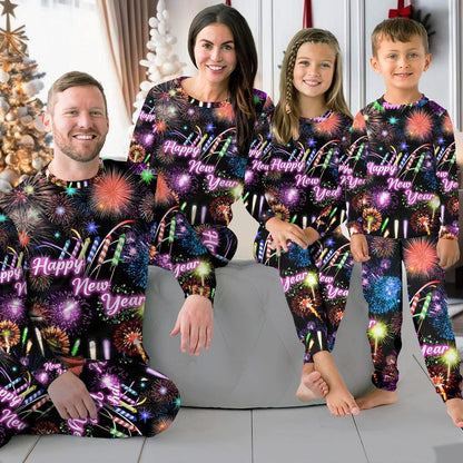 Family Matching Happy New Year Pajamas Set Fireworks Print Christmas Pjs Holiday Sleepwear Outfit Festive Matching Family Loungewear 1764554098597.jpg