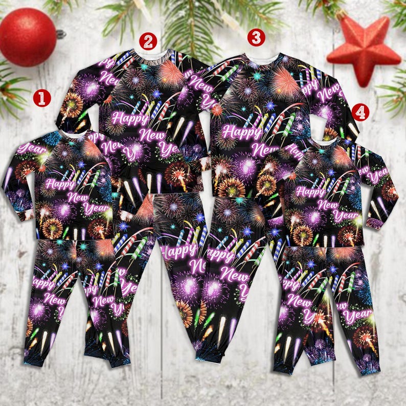 Family Matching Happy New Year Pajamas Set Fireworks Print Christmas Pjs Holiday Sleepwear Outfit Festive Matching Family Loungewear 1764554098608.jpg