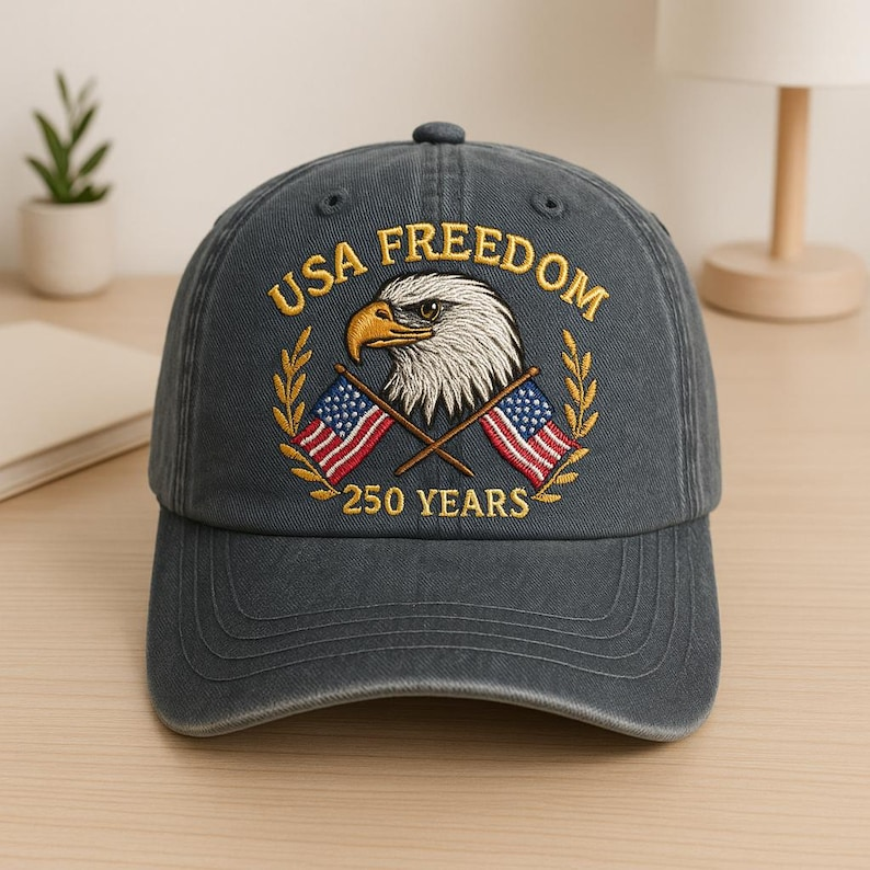 Usa Freedom 250 Years Embroidered Hat Crossed Flags Cap America 250th Anniversary 1776 2026 Gift Patriotic Eagle Baseball Hat 1764648137558.png
