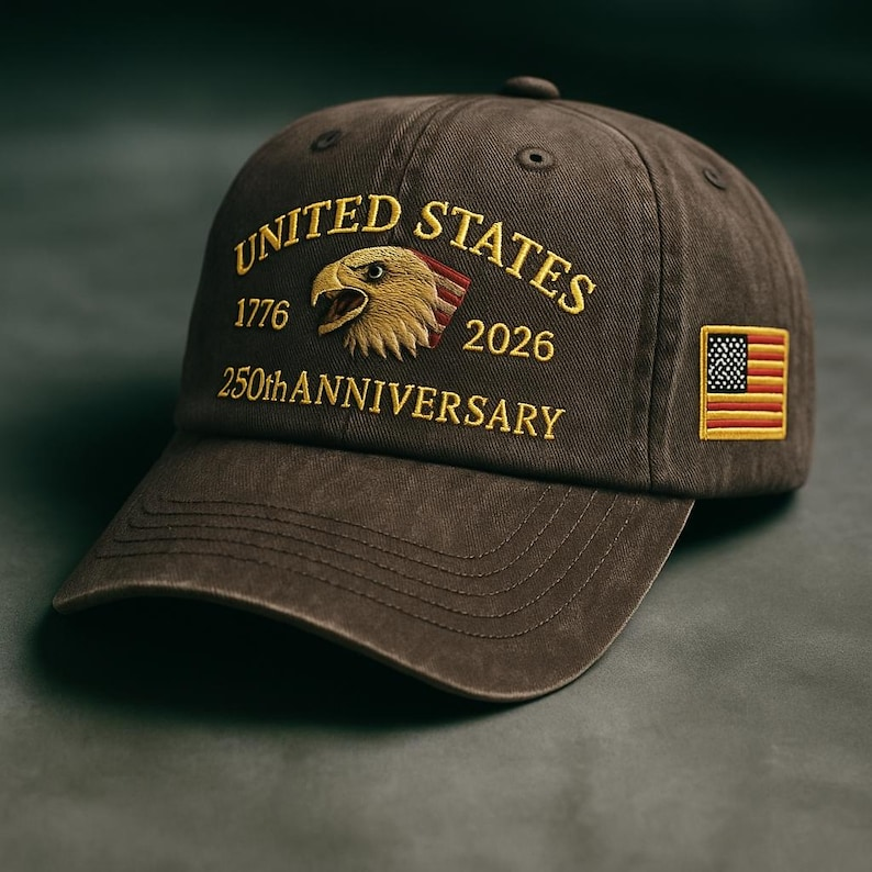 United States 250th Anniversary Dad Hat Embroidered Eagle  Flag Patch  Vintage Wash Strapback Patriotic Gift 1764648416759.png