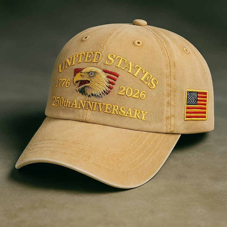 United States 250th Anniversary Dad Hat Embroidered Eagle  Flag Patch  Vintage Wash Strapback Patriotic Gift 1764648416972.png