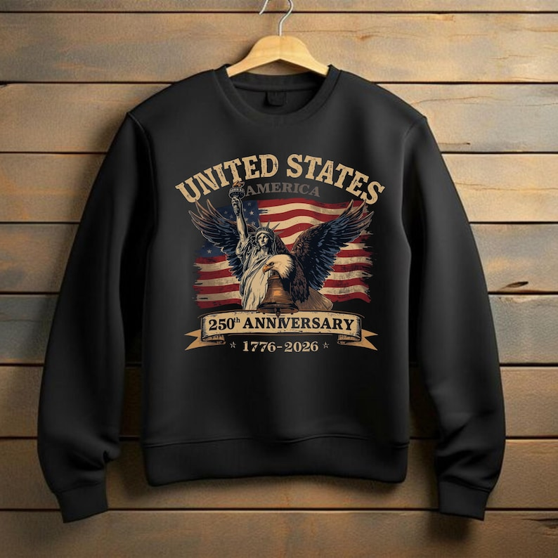 250th Anniversary American Usa Sweatshirt Patriotic 1776 2026 Eagle  Liberty Bell Crewneck 1764650247695.png