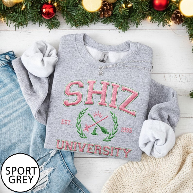 Embroidered Shiz University Sweatshirt Changed For Good Wicked Embroidery Sweater Wizard Musical Sweater Defy Gravity Embroidered Gifts 1764817453882.png