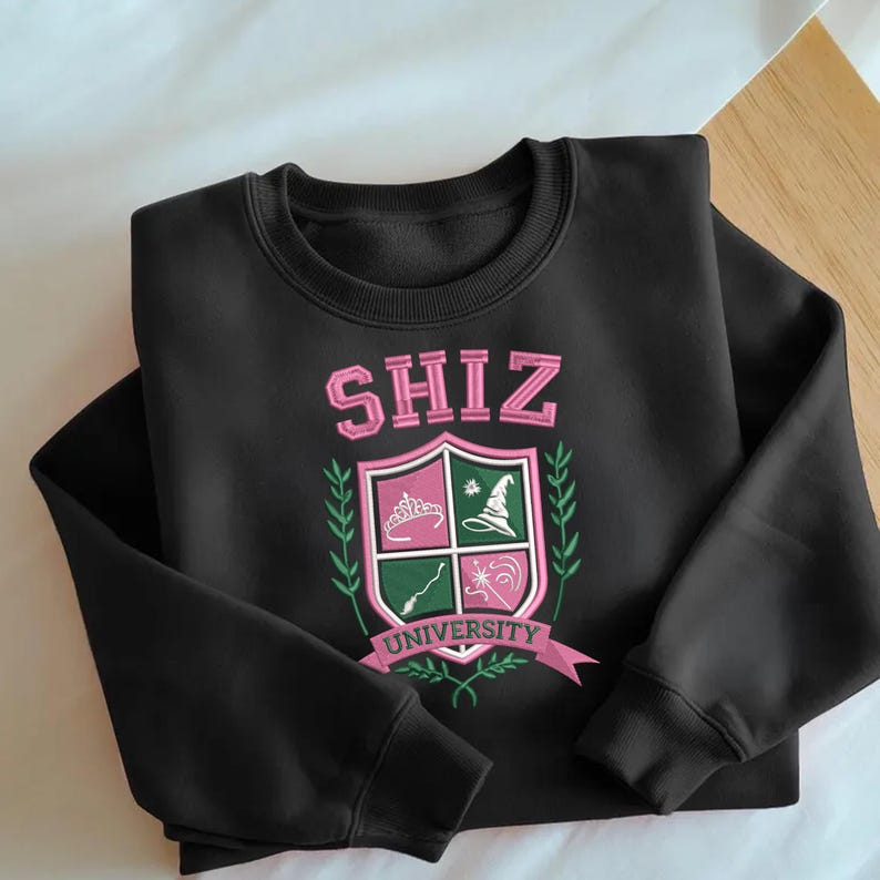 Shiz University Embroidered Sweatshir Embroidered Sweatshirt Emerald City Oz Crewneck Defy Gravity Broomstick Magic Wand Sweatshirt Gift 1764818310740.png