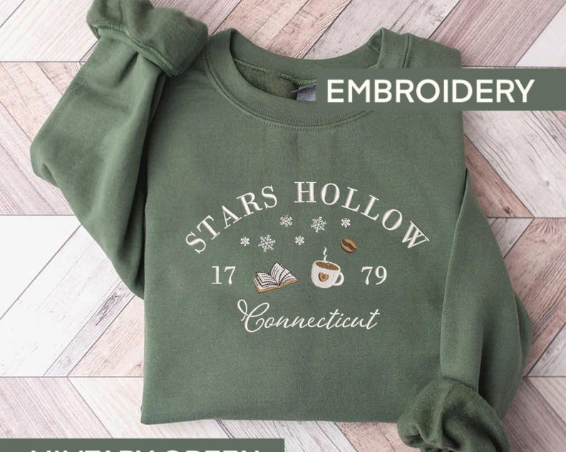 Embroidered Stars Hollow Connecticut Sweatshirt Cozy Winter Sweatshirt Stars Hollow Crewneck Autumn Embroider Sweater Reader Book Shirt 1764830808228.png