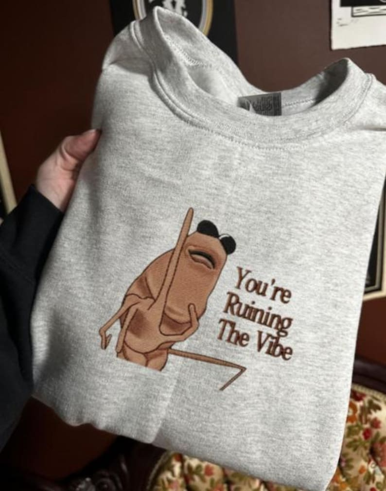 Marcus The Worm Embroidered Sweatshirt Youre Ruining The Vibe Crewneck Marcus The Worm Meme Funny Meme Brain Rot Shirt Meme Embroidery 1764903801089.png