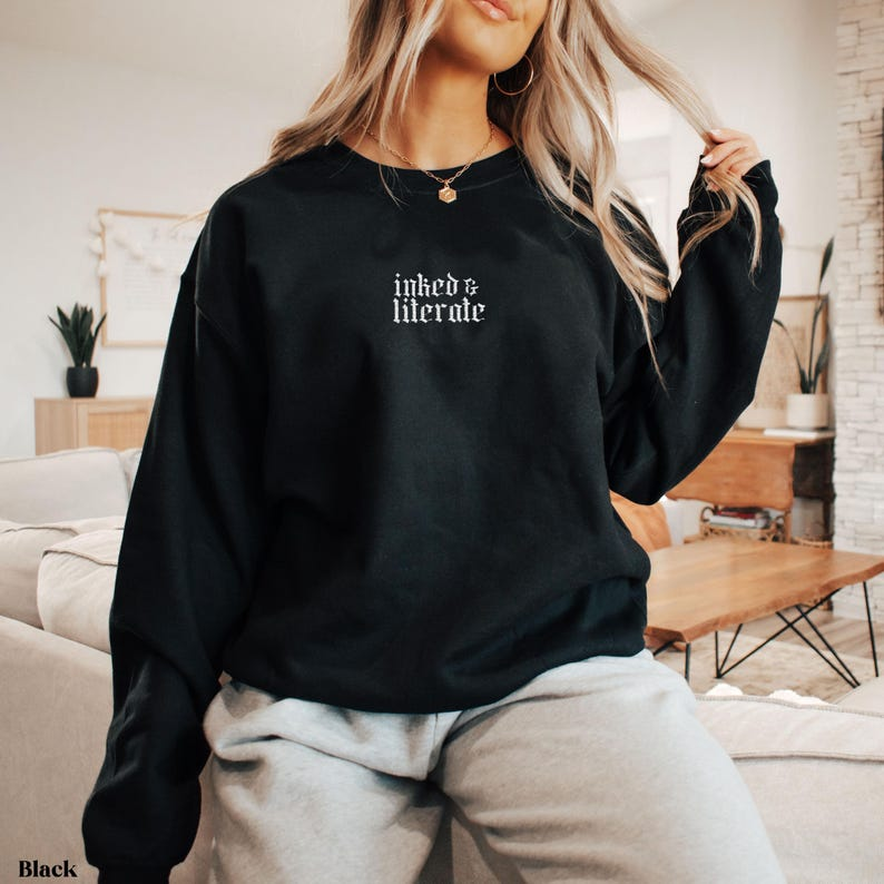 Bookish Sweatshirt Bookish Embroidery Sweatshirt Tattoo Lover Sweatshirt Gift For Book Lover Gift For Bookworm Feminist Sweatshirt 1765180533213.png