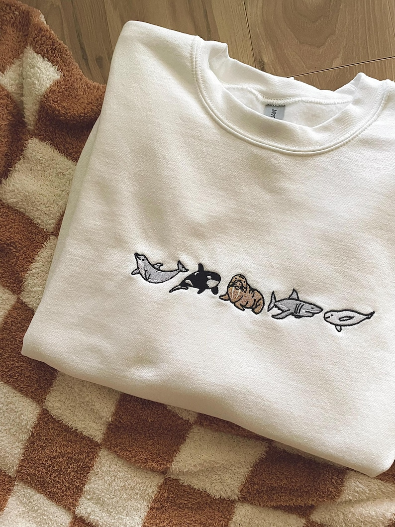 Orca Dolphin Beluga Walrus Shark Embroidered Crewneck Sweatshirt Orca Whale Shirts Embroidered Ocean Wildlife Shirt Trendy Ocean Tee 1765250032435.png