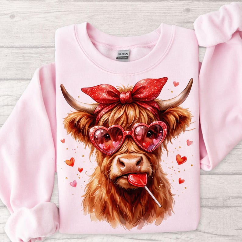 Highland Cow Shirt Valentine Coquette Png Vday Shirt Valentine Heart Shirt Retro Valentine Shirt Sublimation Designs 1766128849886.png