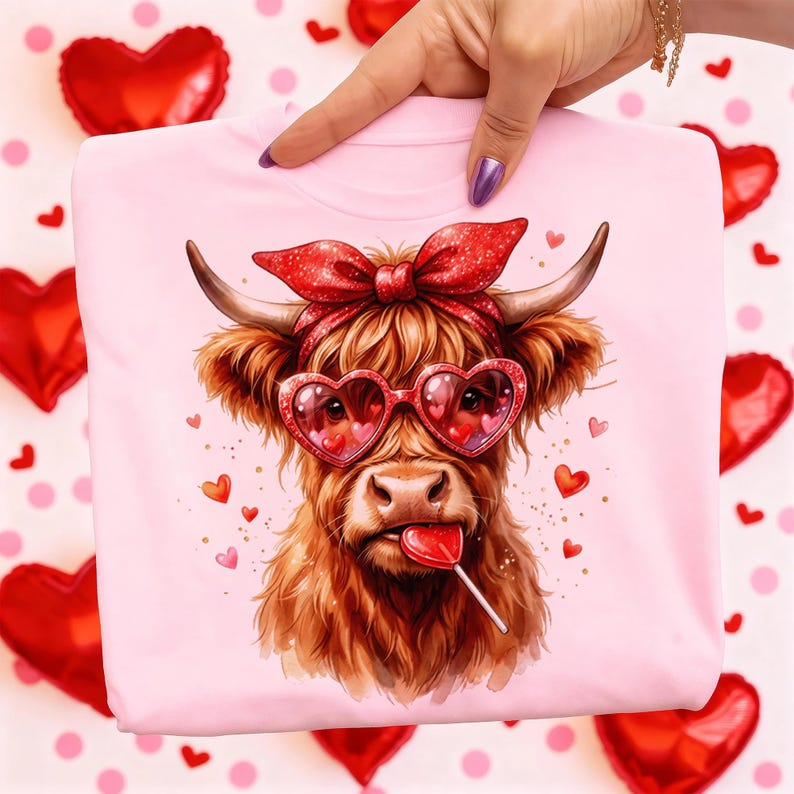 Highland Cow Shirt Valentine Coquette Png Vday Shirt Valentine Heart Shirt Retro Valentine Shirt Sublimation Designs 1766128850015.png