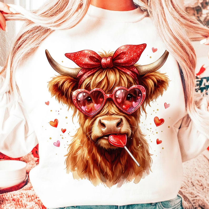 Highland Cow Shirt Valentine Coquette Png Vday Shirt Valentine Heart Shirt Retro Valentine Shirt Sublimation Designs 1766128850267.png