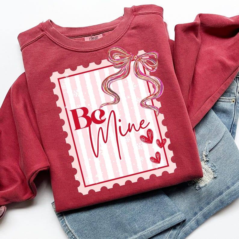 Coquette Valentines Postage Stamp Shirt Be Mine Valentines Heart Shirt Preppy Painted Bow Valentines Shirt Shirt Trendy Valentines Day Shirt 1766462937962.png