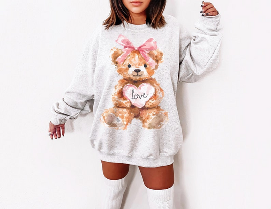 Valentines Day Bear Clipart Shirt Watercolor Sublimation Printing For T Shirt Mug Bear With Heart Shirt Love Shirt Coquette Valentines Day Shirt 1766478490282.png