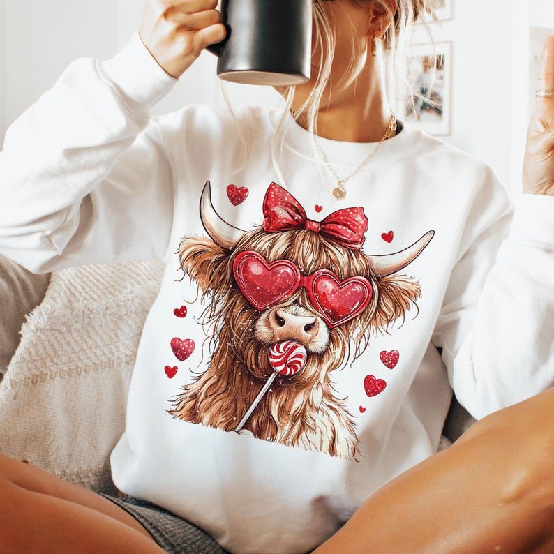Highland Cow Shirt Valentine Coquette Shirt Valentines Day Retro Valentine Shirt Valentine Heart Shirt Love Shirt 1766547486715.png
