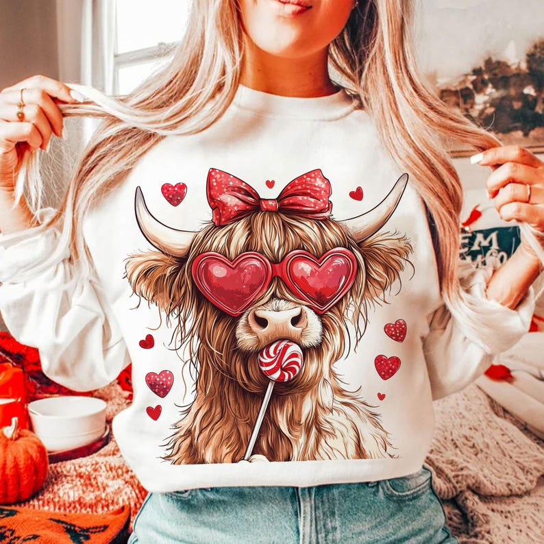 Highland Cow Shirt Valentine Coquette Shirt Valentines Day Retro Valentine Shirt Valentine Heart Shirt Love Shirt 1766547487480.png